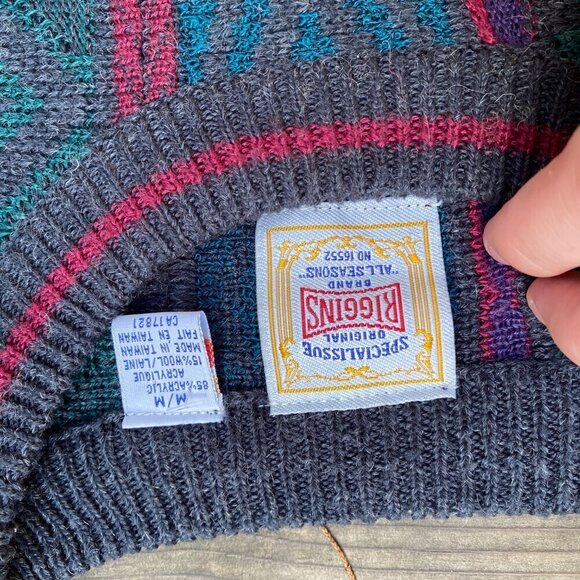 Vintage 1980s Riggins Coogi Style Knit Sweater Medium - Picture 8 of 11